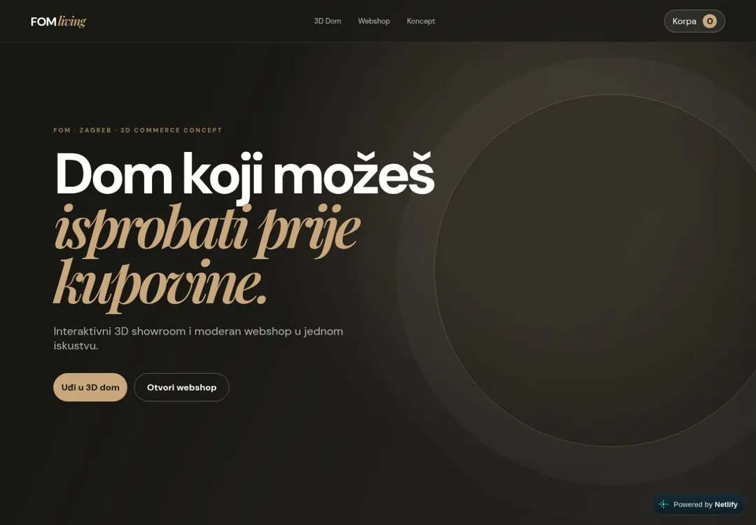 Izgled demo web stranice FOM Living
